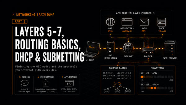 The Networking Brain Dump, Part 2: Layers 5-7, Routing Basics, DHCP & Subnetting